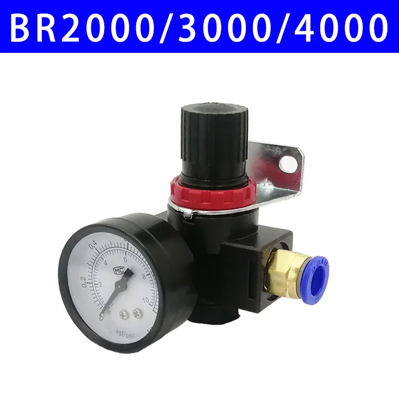 

Free Shipping BR200 BR3000 BR4000 Air Pressure Regulator 1/4" 3/8" 1/2"BSPT With Gauge And Bracket Pressure Relief Valve