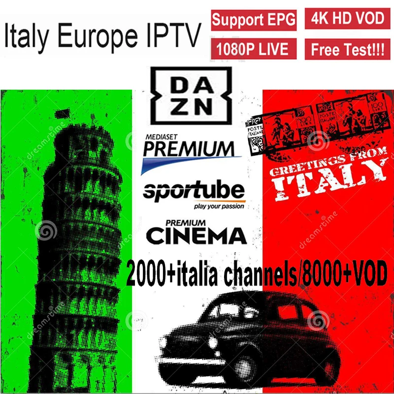 Италия IP ТВ для Смарт Android iptv-приставка italia m3u подписки Кино спортивные mediaset premium dazn взрослых 2000+ каналы IP ТВ