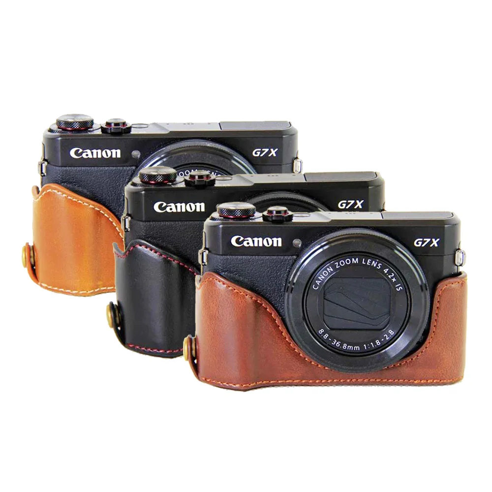 

New PU leather Camera Case Half Bag For Canon Powershot G7X II G7X mark 2 G7XII G7X3 G7X III Digital Camera