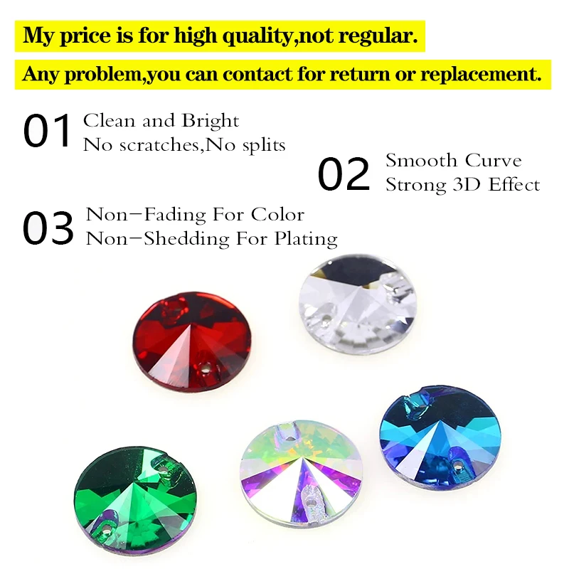Пришивные стразы для одежды плоские стеклянные камни рукоделия и пришивные