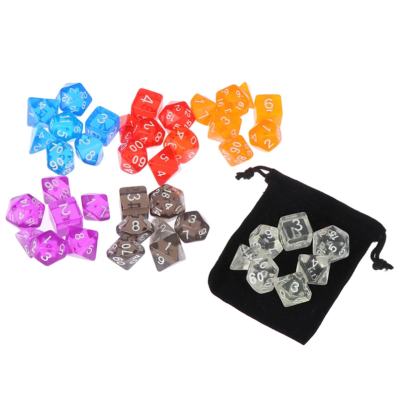 

7pcs/set DnD Polyhedral Dice Set for Tabletop Games RPG MTG D4 D6 D8 D10 D% D12 D20 6Colors for Choose