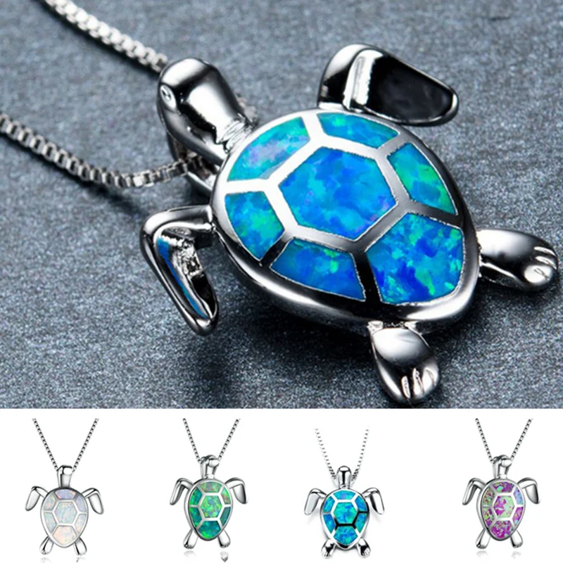 Ожерелье женское с подвеской из огненного опала в форме черепахи | Украшения и