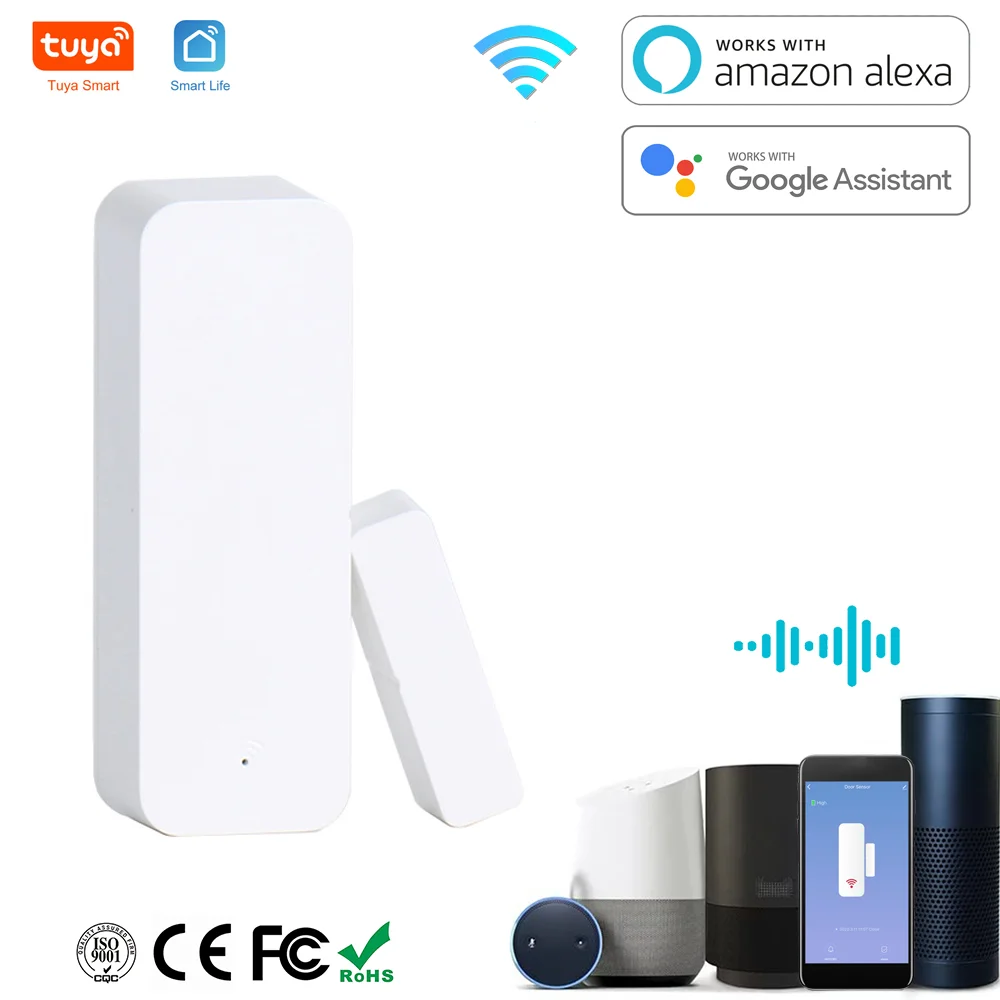 Датчик открытия и закрытия окон, Wi-Fi дистанционное управление через приложение, совместимо с Alexa Google Assistant - изображение