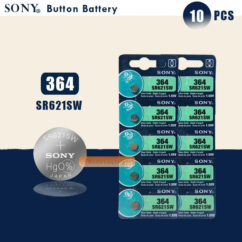 10 шт. 100% оригинальные часы Sony 364 SR621SW V364 SR60 SR621 AG1 батарейка с кнопками монета