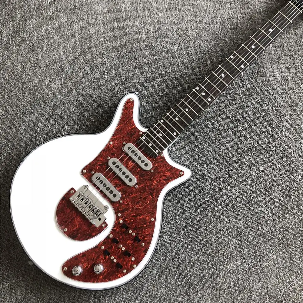 Фабрика белая Гильдия Brian BM01 May гитара черный Pickguard 3 пикапа тремоло мост 24 лада на
