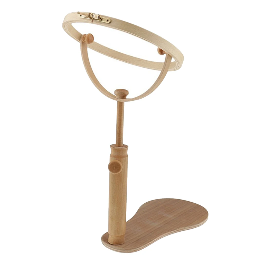 

Wood Embroidery Hoop Stand Rack Adjustable Cross Stitch Frame Ring Dia. 21cm