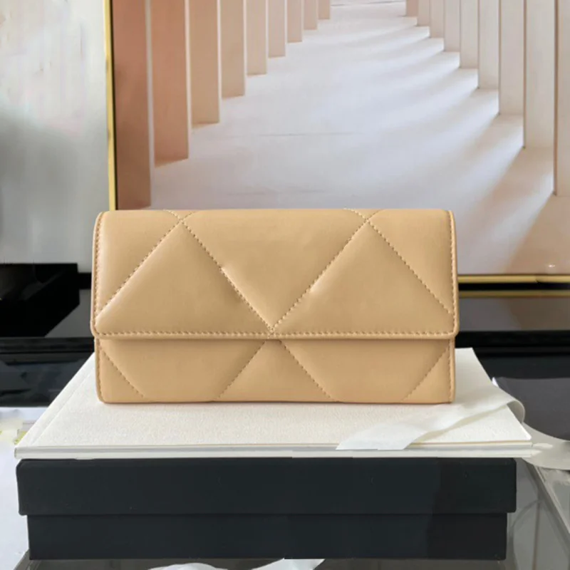 

2021 women luxury brand wallet real leather top quality lambskin clutch female coin purse big diamond designer long wallet