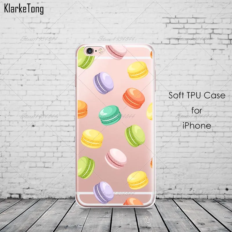 Чехол для телефона Macaroons Lips Cake Yoga с узором iPhone 12 11 Pro 6S 5S Xs Max 7 8 plus прозрачный мягкий