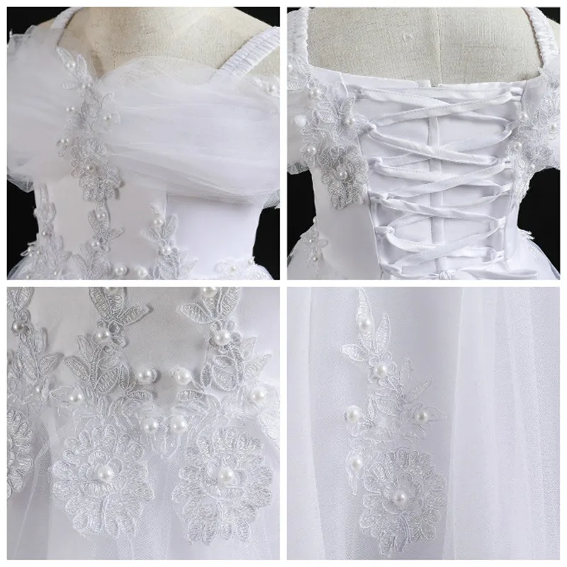 Flower Girls Pageant Dress Kids Wedding Dresses For Girl Vestidos 2020 Children Lace White Princess Robe Kid Party Evening Gown | Детская