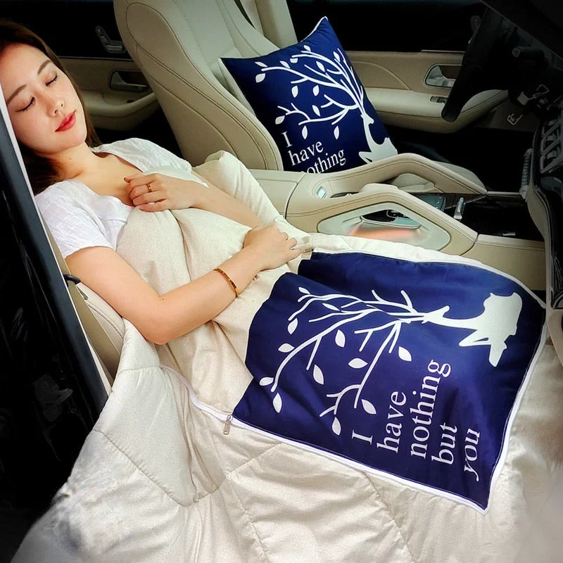 

Car Air Conditioning Quilt Cartoon Car Pillow Cushion Quilt Blanket Sleep Portable Foldable Throw Pillow Cushion Blanket 2 In 1