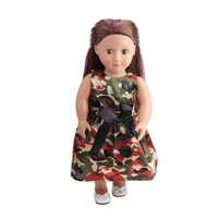 18 inch american doll girls personalised cool camo print dress newborn skirt baby toys accessories fit 40 43 cm boy dolls c204