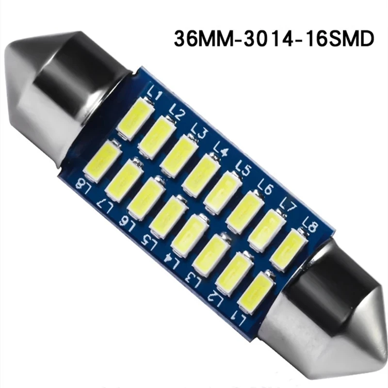 

Wholesale 100pcs 31mm 36mm 39mm 41mm Festoon 4014 16 SMD C5W Led 16 Leds Interior Lights Dome Lamps Reading Light Mix Size
