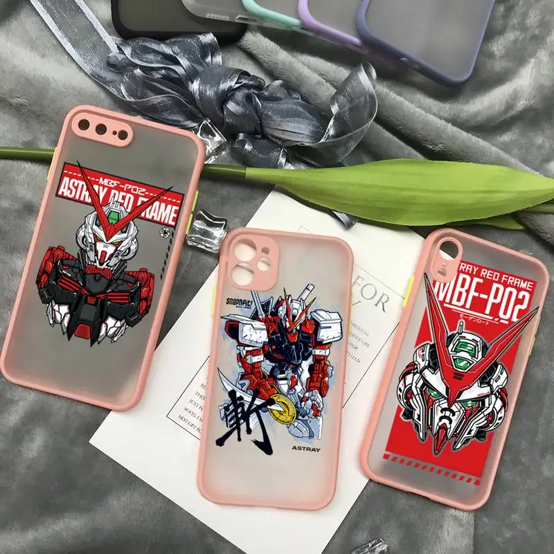 

Funny Gundam Robot Phone Bumper Transparent Matte PC Back Phone Case For Iphone 11 12 Pro Max 7 8 Plus X Xs Max XR Fundas