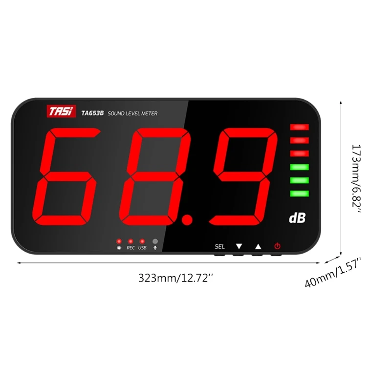 

TA653B Digital Sound Level Meter Large Screen Display Noise dB Meter Wall Hanging Type USB data transmission meter 32x17cm