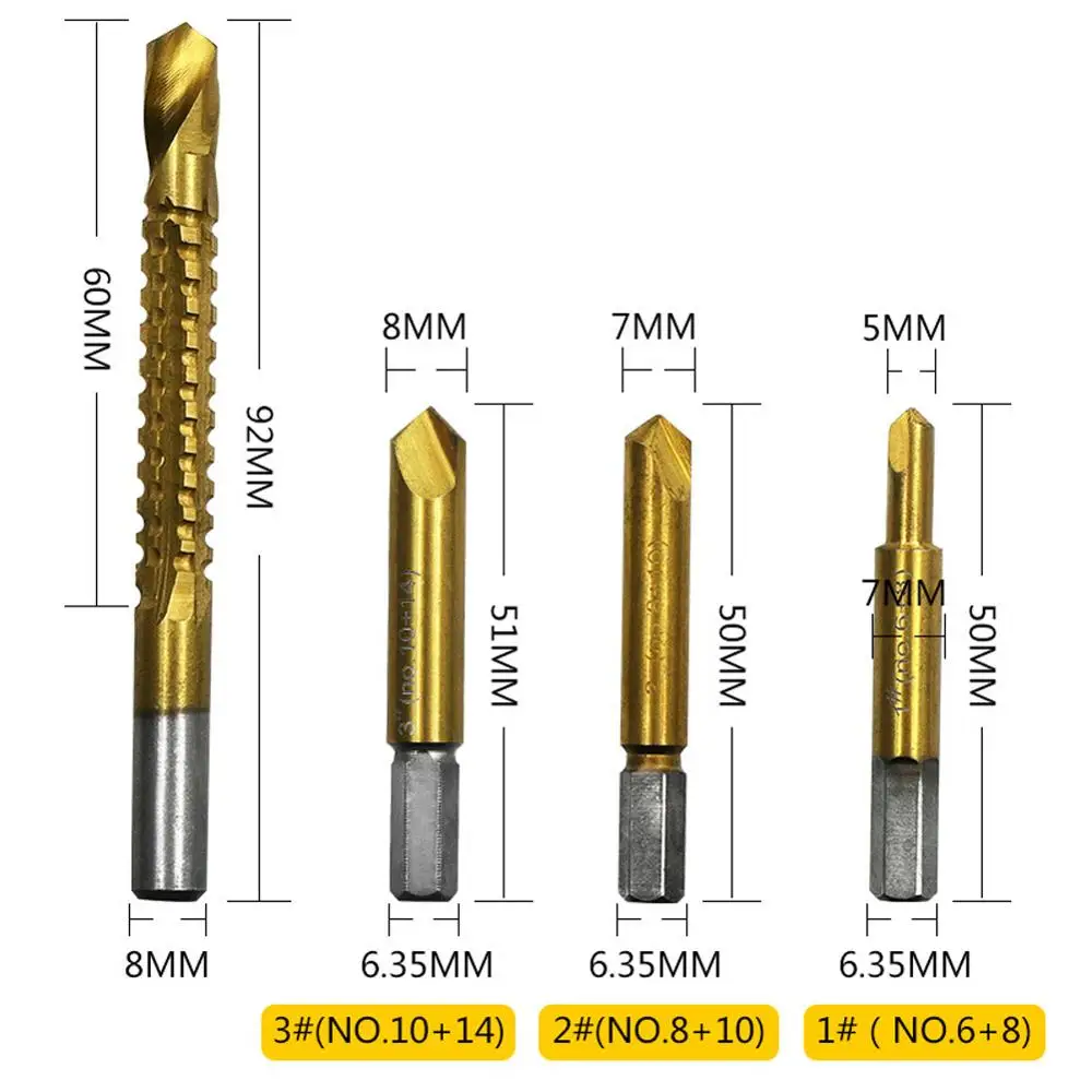Спиральная пила с титановым покрытием 4 шт. сверло для резки металла дерева