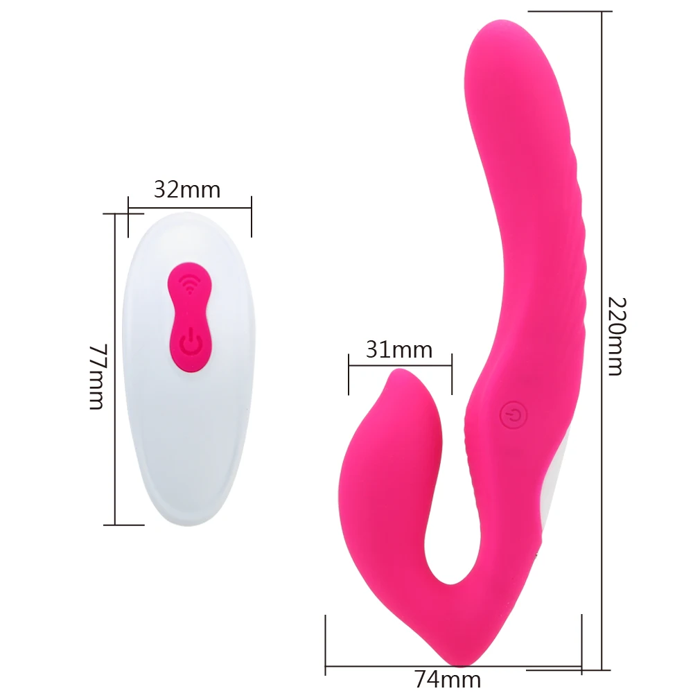Двойной вибрационный фаллоимитатор VATINE на ремешке Анальный массажер без