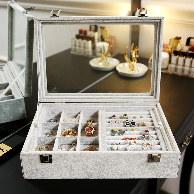 Бархатный Чехол для переноски ювелирных изделий стеклянный чехол кольцо