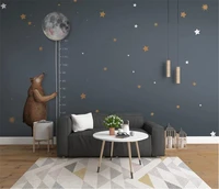 milofi custom mural wallpaper nordic minimalist cartoon bear moon measuring height childrens room background wall