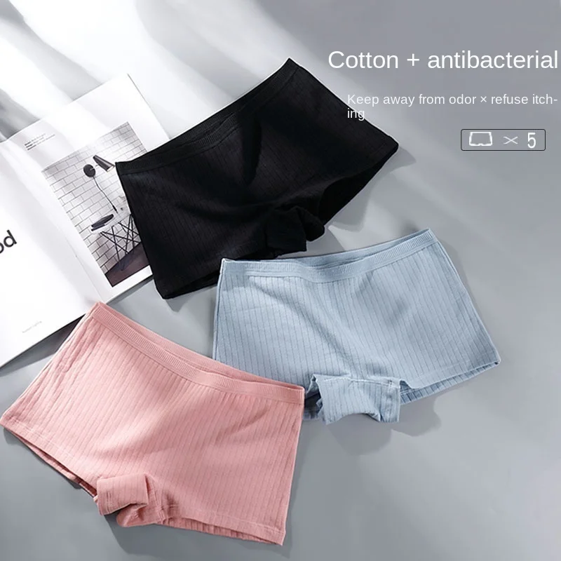 

Women's Cotton Underwear Panties Sexy Solid Boxers Fashion Comfort Girl Boxers Mid Waist Seamless Underpants Female Lingerie