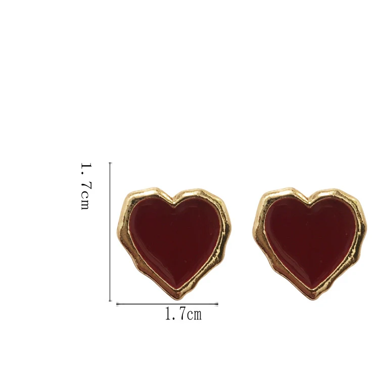 Женские винтажные серьги-клипсы винно-Красного цвета в форме сердца простое