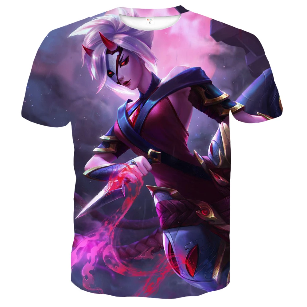 

2021Summer Men's T-shirt Crew Neck 3D Game Anime Print Shirt Street Youth Men's and Women's Sweatshirt League of Legends Tee Top