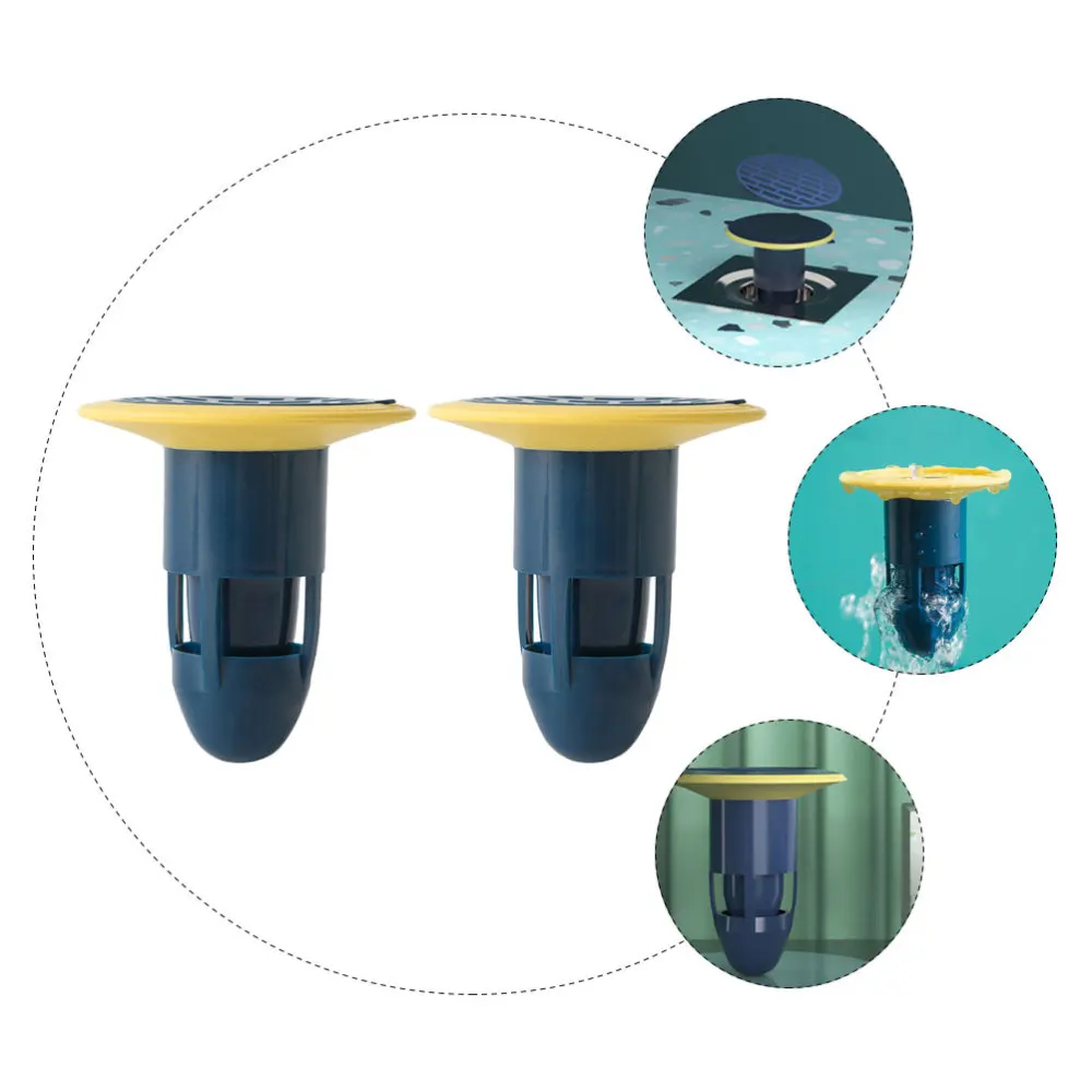 

2pcs Anti-clogging Drain Filters Floor Drain Cover Deodorization Cover (Blue)