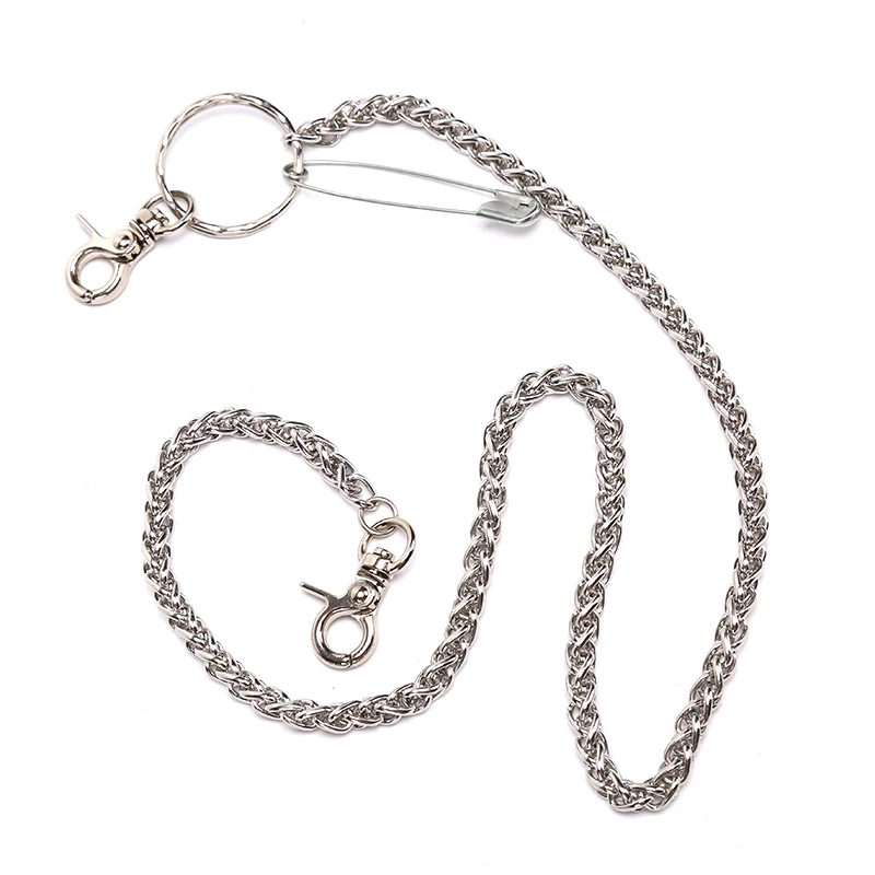 

Punk Hip Hop Trendy Waist Chain Fashion Retro Silver Metal Pin Ring Clip Keyring Design Jeans Clothing Accessories
