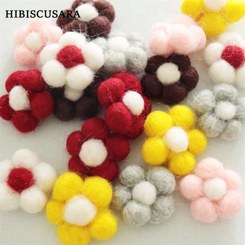 10 pcs/pack Flowers  Wool Felt Small Size Handmade Felted Flower Shapes DIY Accessories Photography Props Approx 3cm