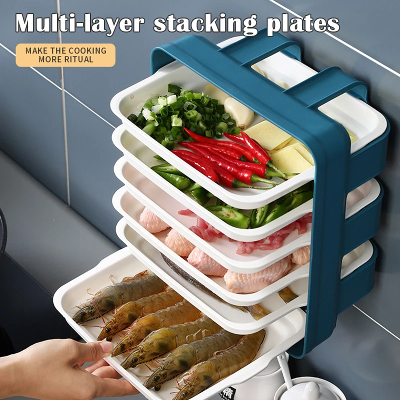 Multi-Layer Wall Hanging Rack Food Storage Tray For Kitchen Storage Table I88