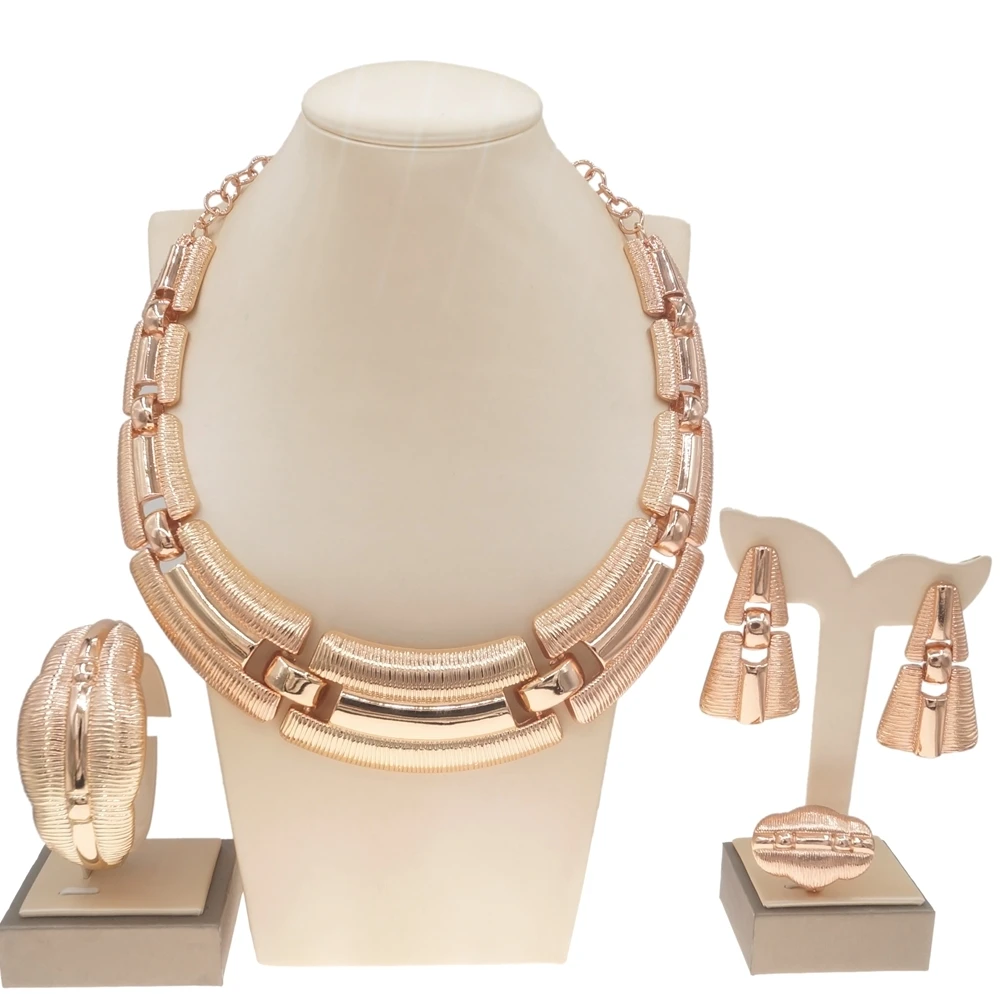 Yulaili новейшая коллекция из итальянского золота 18 карат, красивый комплект украшений, уникальное ожерелье, браслет, серьги, кольцо, элегантны...