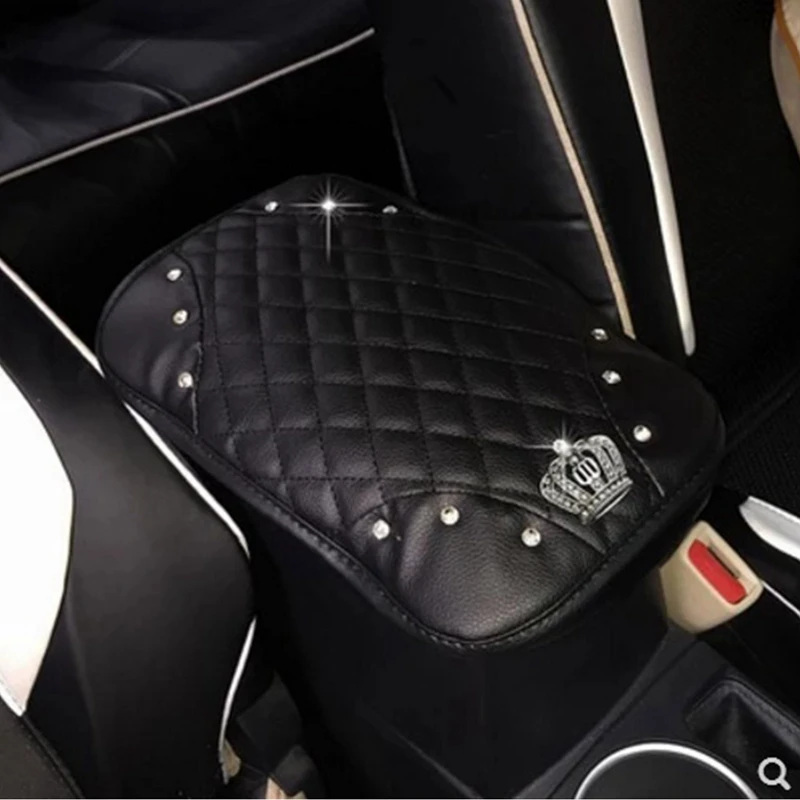 

Корона со стразами чехол для автомобильных подлокотников, чехол из искусственной кожи для центральной консоли автомобиля, подлокотники дл...