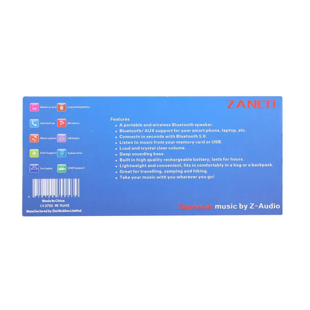 

2020 New Arrival Zanco Supercar Music- Portable Bluetooth Novelty Speaker