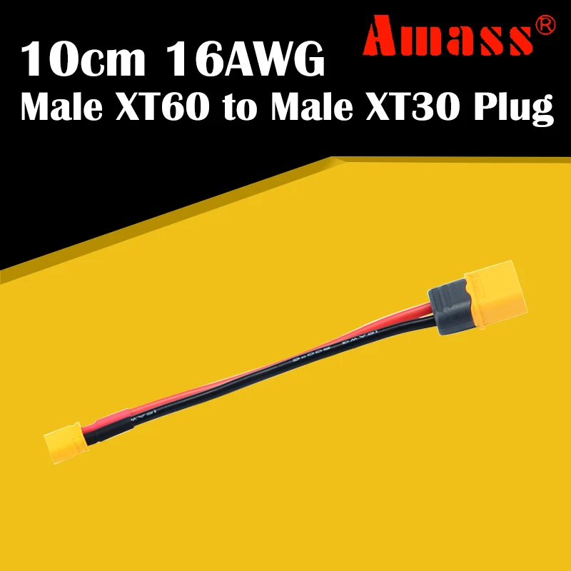 Amass 10 см 16AWG кабель штекер XT60 к штекеру XT30 Штекерный разъем для радиоуправляемой