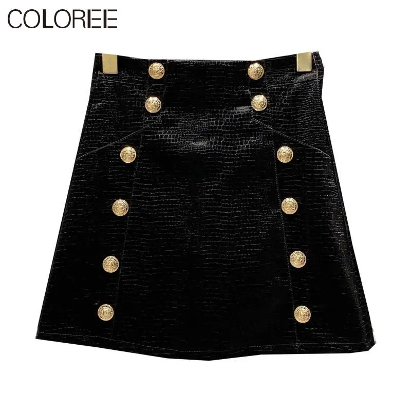 

High Waist Skirts For Ladies Fashion Casual Women's Solid Color double-breasted Mini Skirts For women spring autumn 2020