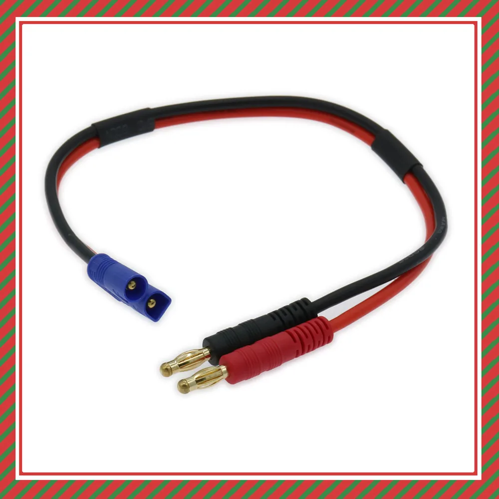 

RCAWD 1PCS 300mm Male Ec3 Plug And 24K Gold-Plated Male 4.0 Banana Silicone Cable 14awg For Lipo Battery Charger XC0014 RCAWD