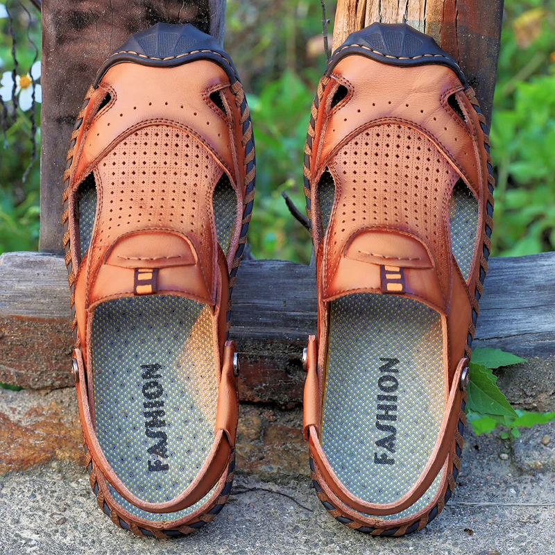 

Sandalias Homens Sandalia Masculina De Praia Sandal Shoe Men Sandalias Hombre Large Mens Sandals Shoes Leather Roman Beach