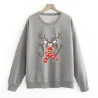 Модная футболка 2021 для женщин, Повседневная Свободная футболка с круглым вырезом и длинным рукавом, топ, пуловер, женская одежда, повседневная Рождественская одежда