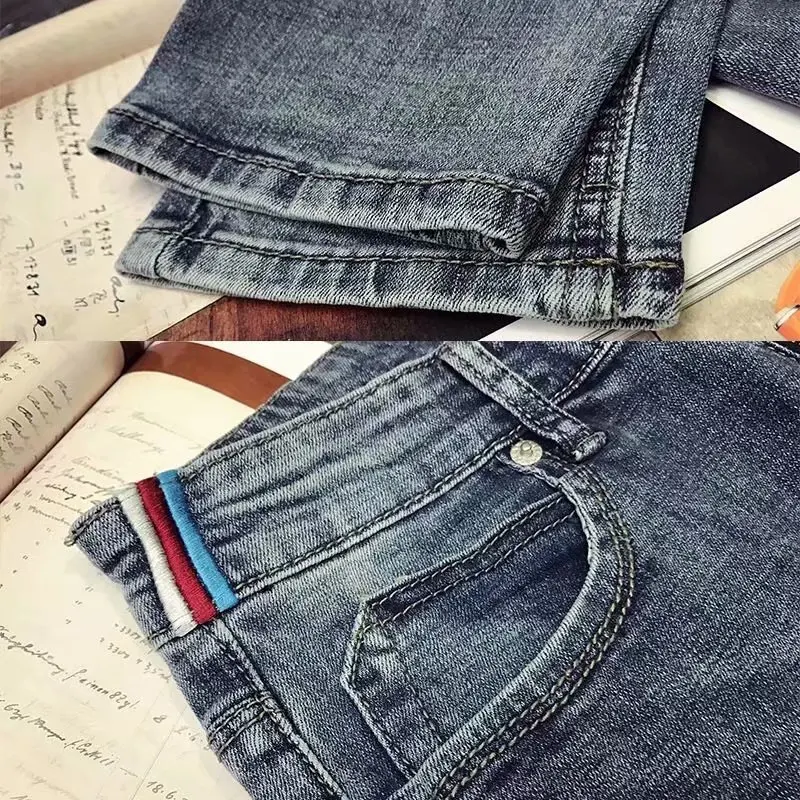 

2021 Jeans Men's Trend Nine-point Pants Ripped Hole Social Guy Trend Pencil Pants