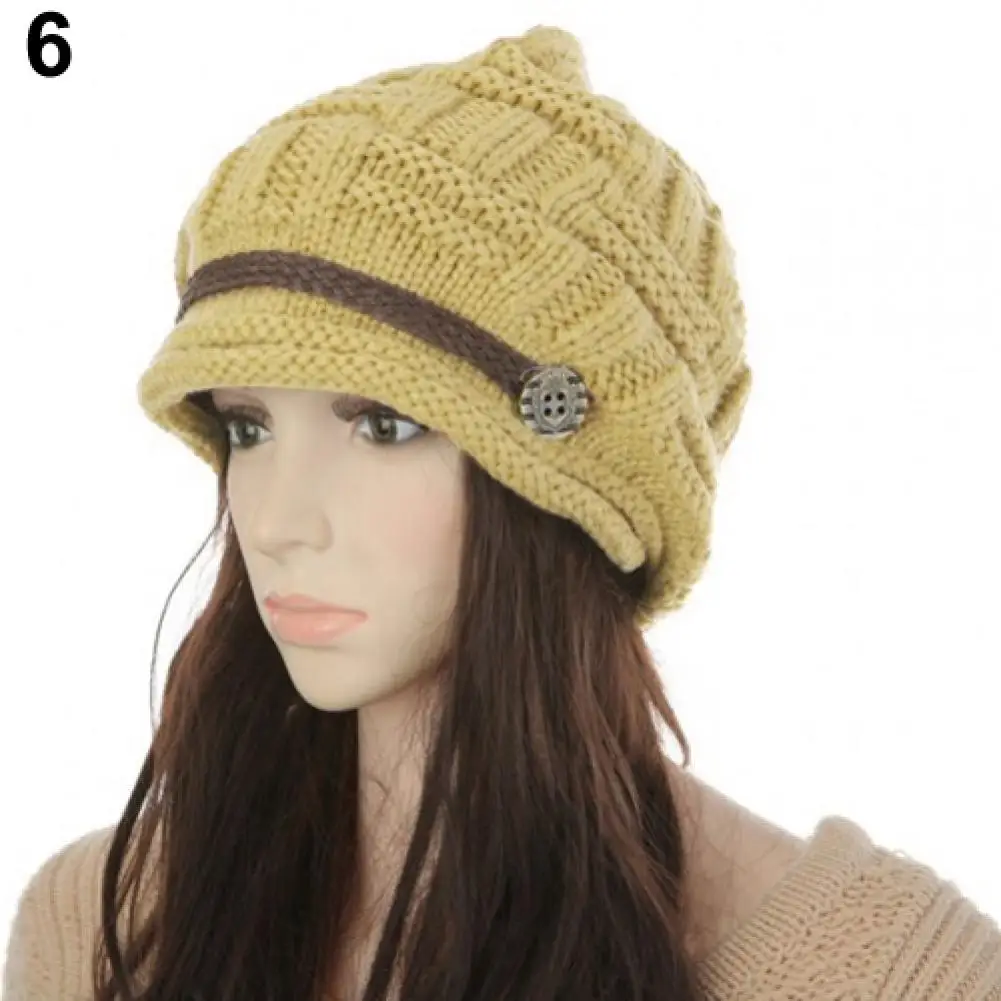 

Caps Women's Fashion Braided Autumn Winter Warm Baggy Beanie Knit Crochet Ski Hat Cap