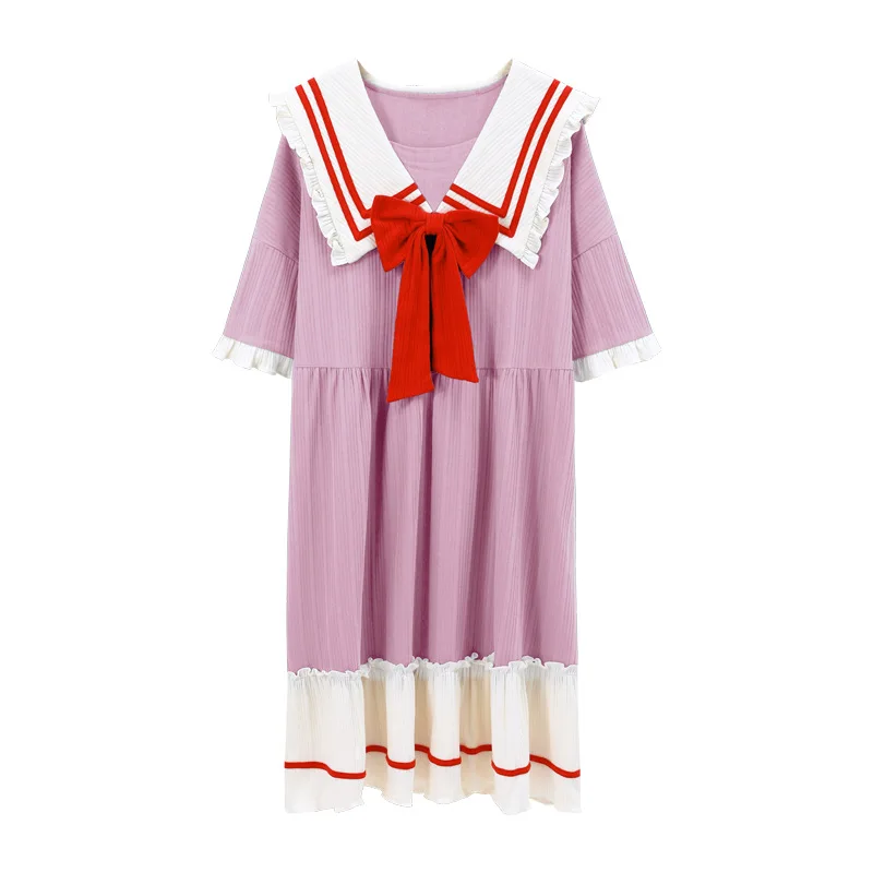 

Nightdress female summer cotton cute girl thin simple loose skirt summer female pajamas home service can be worn outside