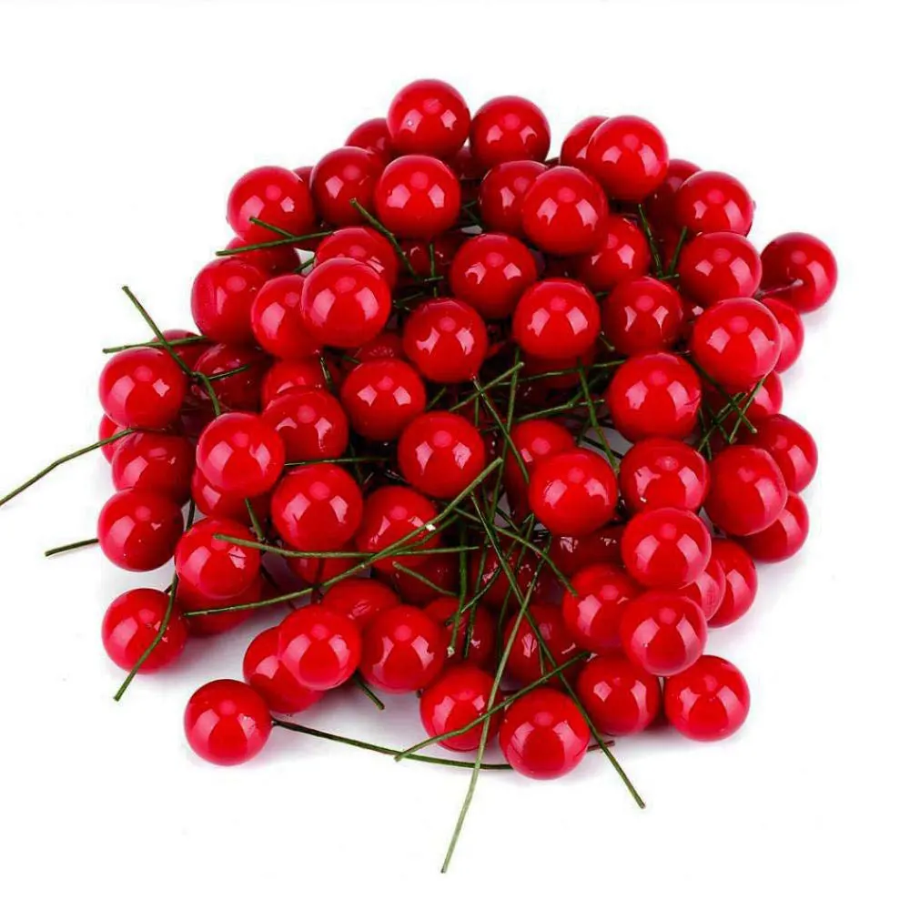 Рождественский DIY100pcs/Набор искусственных красных ягоды остролиста для дома