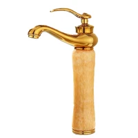 brass jade bathoom basin faucets hot cold sink mixer taps water crane vessel single handle rotating deck mounted gold