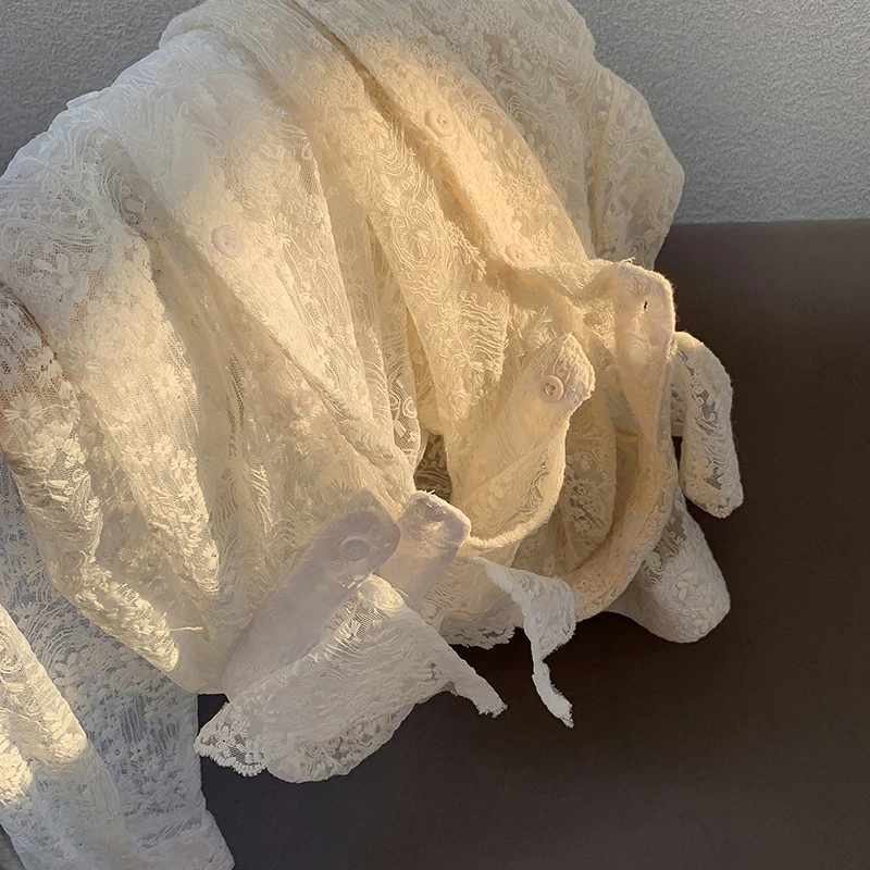 Блузка женская с цветочной вышивкой белая кружевная блузка длинным рукавом