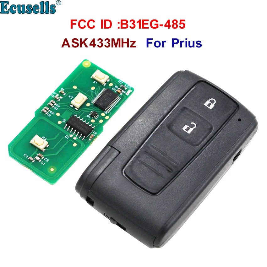 2 кнопки ASK 315 МГц ASK 433 Мгц дистанционный ключ для Toyota Prius FCC ID: B31EG-485 со вставным ключом TOY43 M0ZB31EG/MOZB31EG