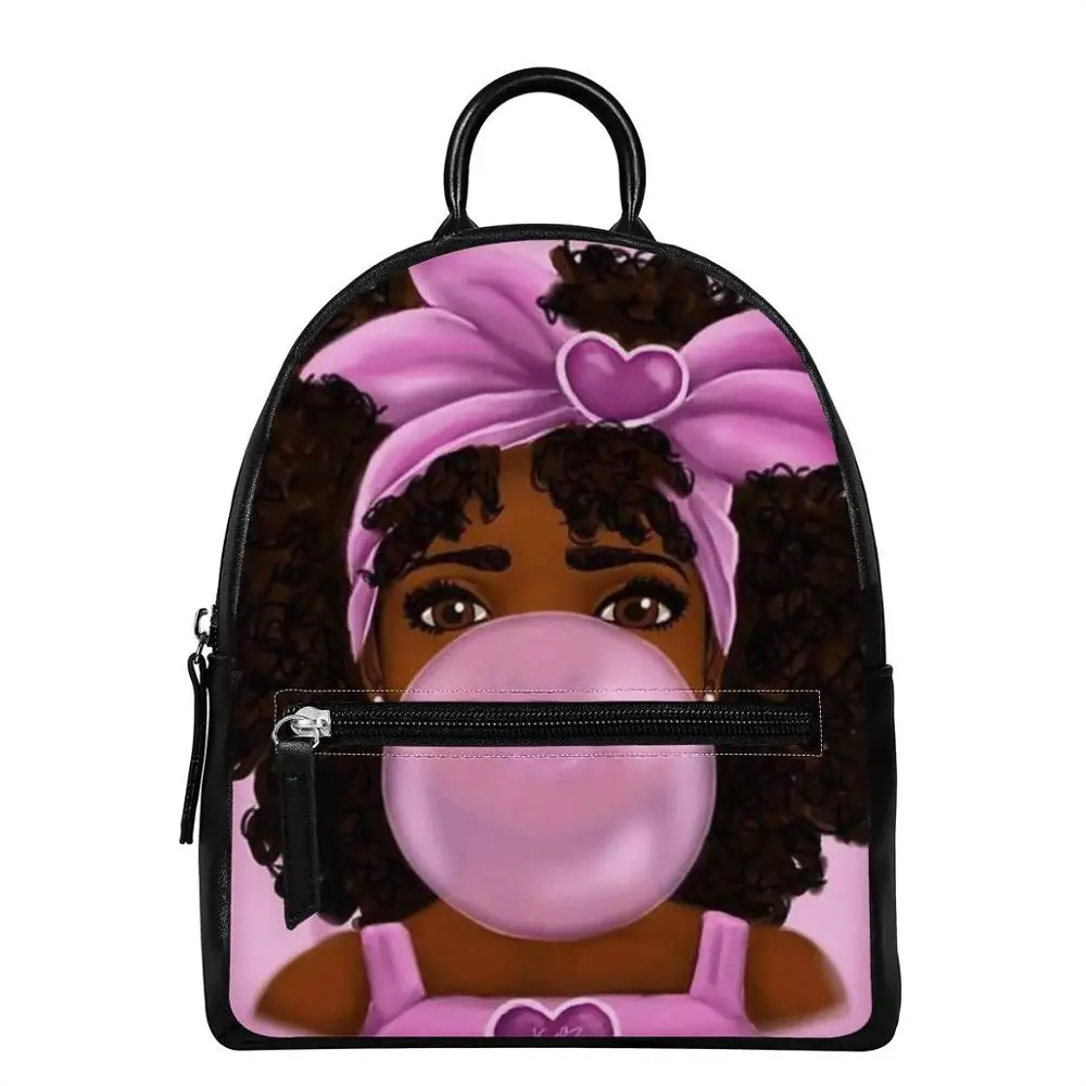 

HYCOOL Women Backpack 2020 African Black Art Girl Print Mini Backpack Women Pu Leather Shoulder Bag Ladies Bag Zipper Teenagers