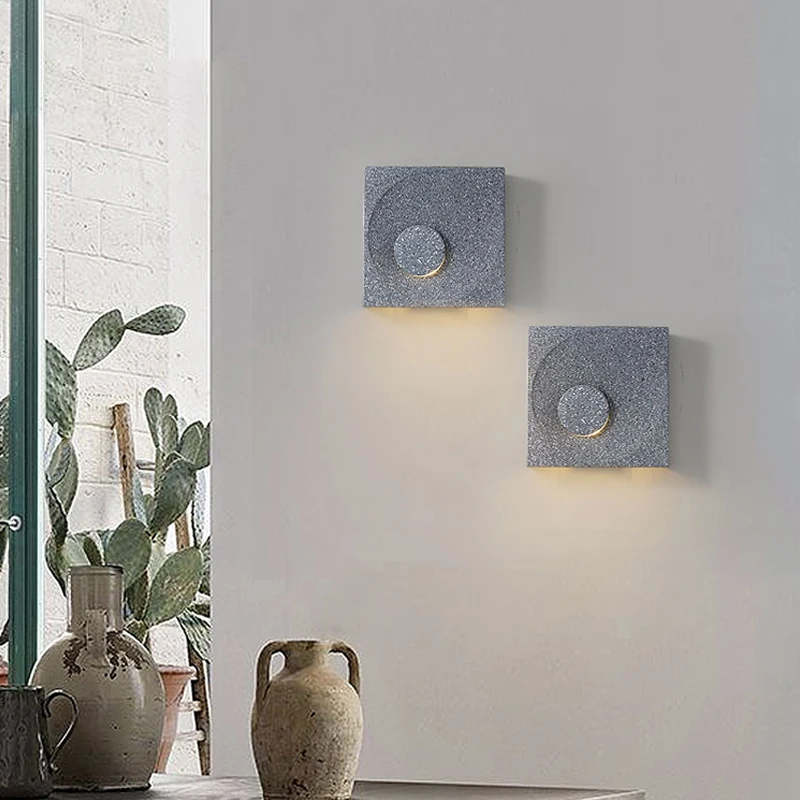 FKL Modern Cement Square Wall Lamp Creative Craft Style Art For Living room Exhibition Hall Aisle Corridor Bedroom | Лампы и освещение