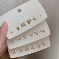 fashion minimalist stud earrings for women geometry metal gold earrings shiny tranparent zircon female earrings 2021 trend