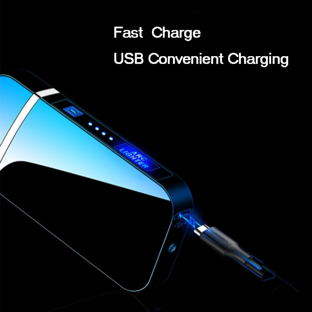 Зажигалка плазменная аккумуляторная с зарядкой от USB и датчиком отпечатка пальца