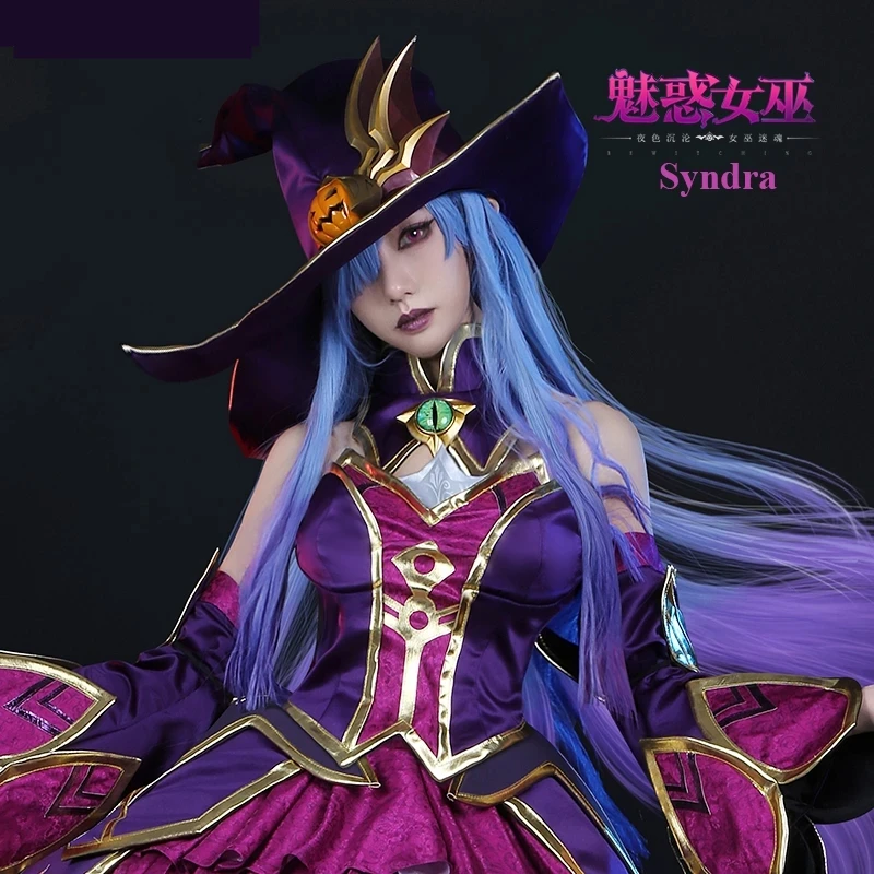 

Anime Game LOL Syndra Halloween Enchantress Dress Witch Gorgeous Uniform Cosplay Costume Christmas Women Free Shipping 2021 New
