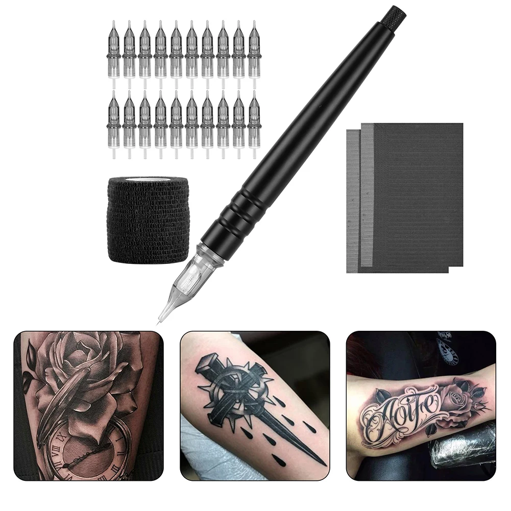 

Tattoo Needles Machine Complete Kit Aluminum Alloy Mast Hand Poke Tattoo Pen for Cartridge Needles Tattoo DIY Tools